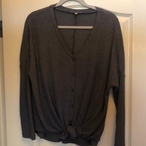 Grey waffle knit top